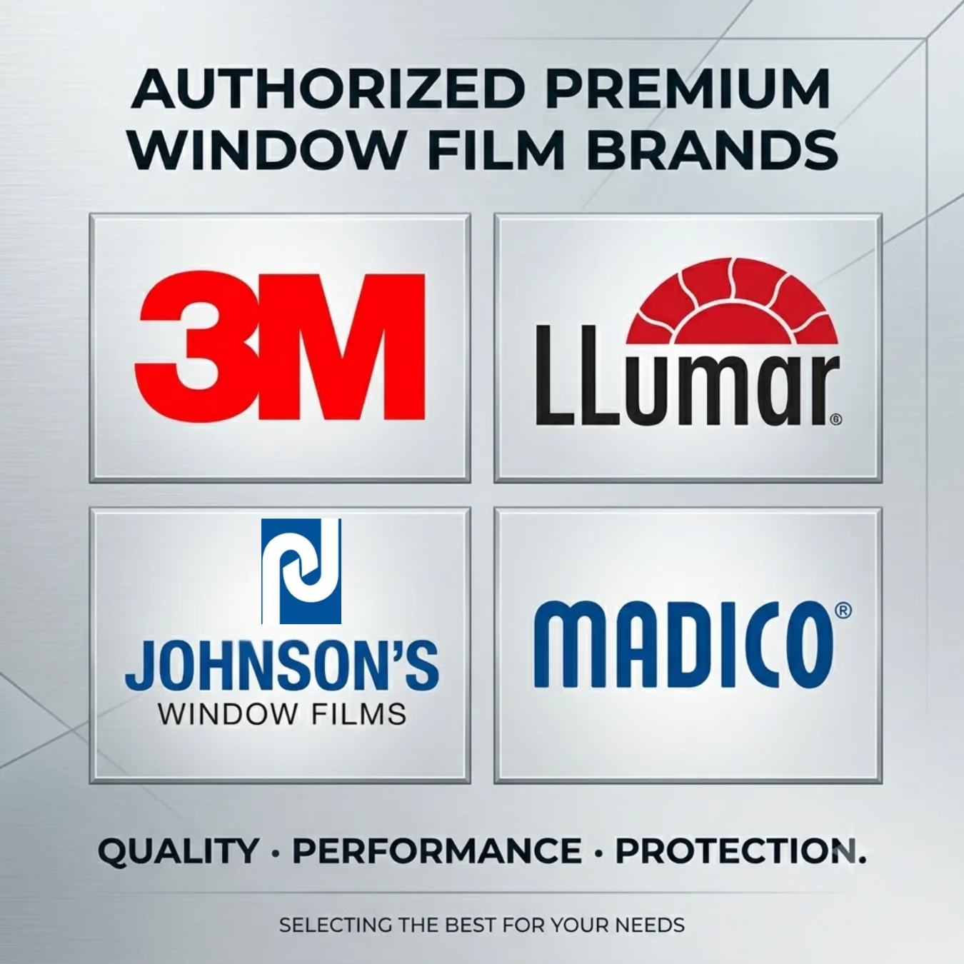 Authorized dealer: LLumar, 3M, Madico, Johnson Window Films